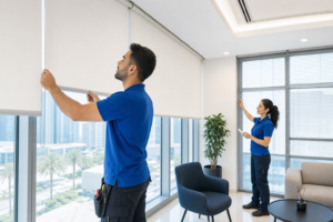 Roller and Venetian blinds installation in Abu Dhabi office